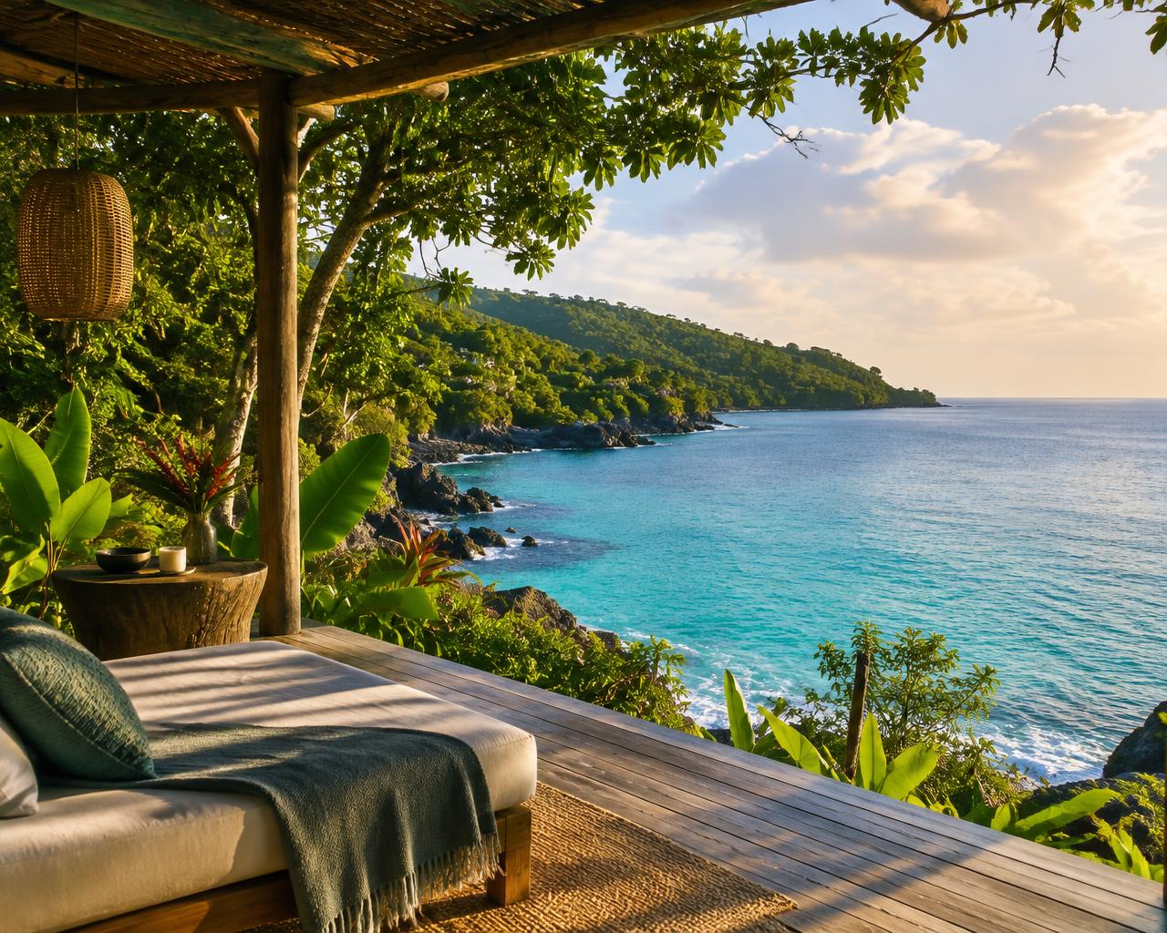A peaceful tropical coastline in Jamaica